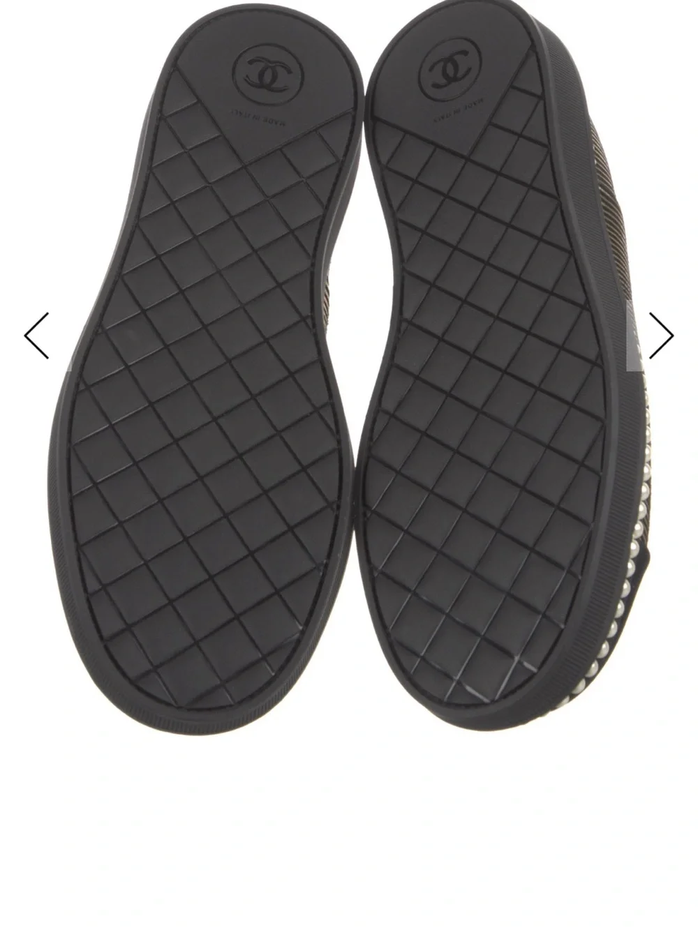 CHANEL Black & Gold Pearl-Trim Women's Lace-Up Sneaker